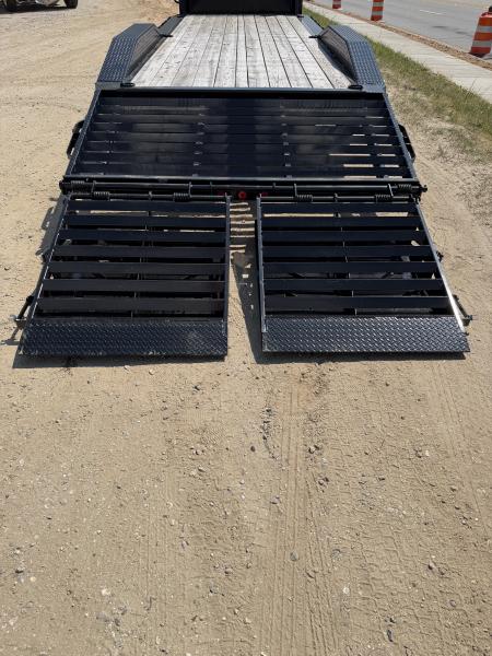 New 2025 Iron Bull ETG0224082 Gooseneck Equipment Trailer / 102" Wide x 24' Long / Driveover Fender / 20' Flat 4' Dovetail / Rampage Ramps / 2-8,000# Axles / 215/75R17.5" Tires and Wheels