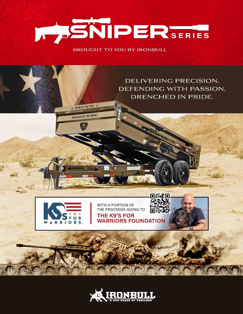 New 2025 Iron Bull DTB8314072-Military Green Sniper Series Dump Trailer / 7x14 / 24" High Sides / Military Green / Fully Loaded / SUPPORT FOR K9'S FOR WARRIORS FOUNDATION