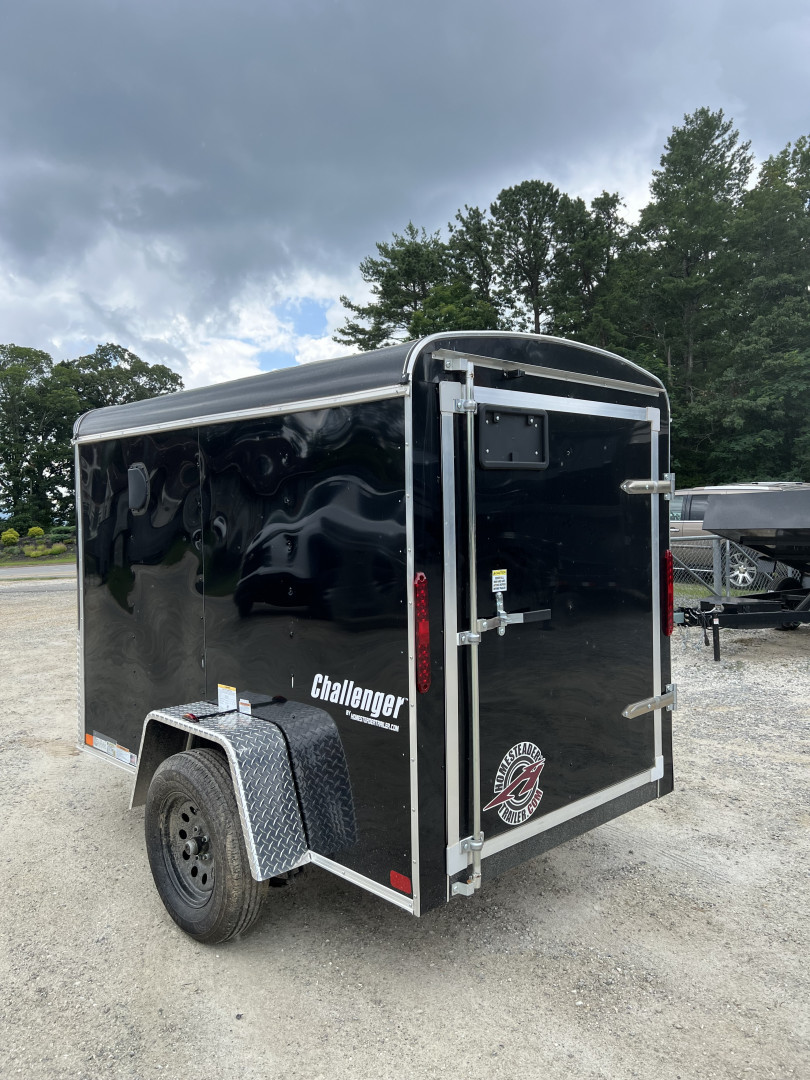 New 2025 Homesteader Trailer / Chalenger Series / 5x8 / 5'7" Interior Height / Single Swing Rear Door / 32" Side Door / 24" Stoneguard / .030 Black Aluminum