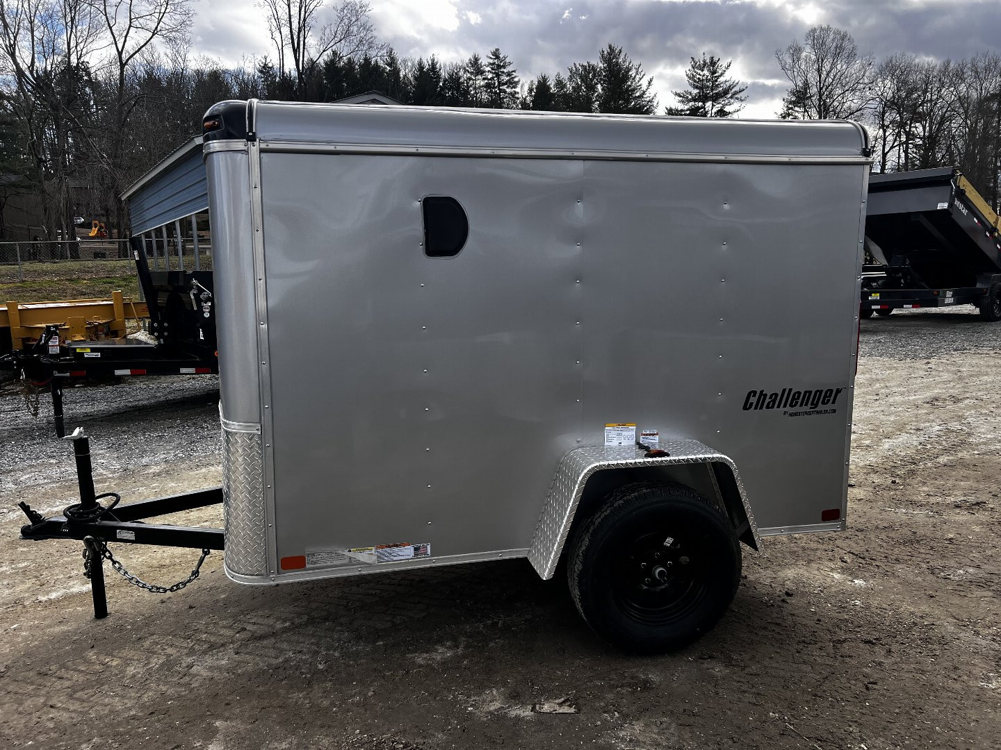 New 2025 Homesteader Trailer / Challenger Series / 5x8 / 5'7" Interior Height / Single Swing Rear Door / 32" Side Door / 24" Stoneguard / .030 Silver Aluminum
