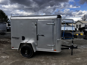 New 2025 Homesteader Trailer / Challenger Series / 5x8 / 5'7" Interior Height / Single Swing Rear Door / 32" Side Door / 24" Stoneguard / .030 Silver Aluminum