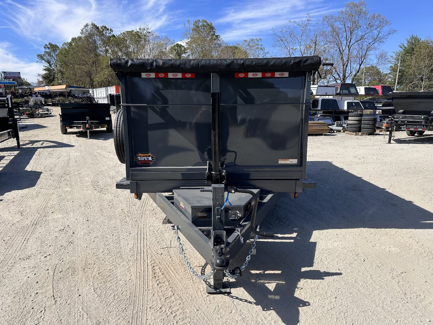 New 2025 Covered Wagon Trailer / Prospector Series 7X14X4X14-T Dump Trailer / 7' Wide x 14' Long / 4' High Sides / Ramps / Tarp / Barn Door Tail Gates / Telescopic Hoist / 14 ply tires / Spare Tire and Wheel