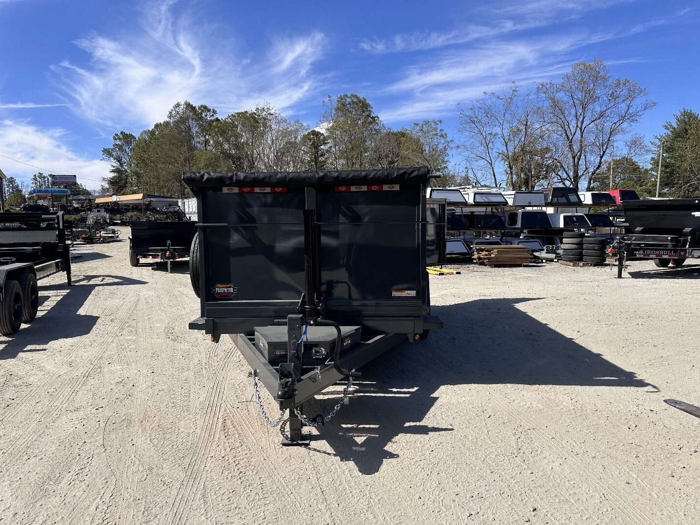 New 2025 Covered Wagon Trailer / Prospector Series 7X14X4X14-T Dump Trailer / 7' Wide x 14' Long / 4' High Sides / Ramps / Tarp / Barn Door Tail Gates / Telescopic Hoist / 14 ply tires / Spare Tire and Wheel