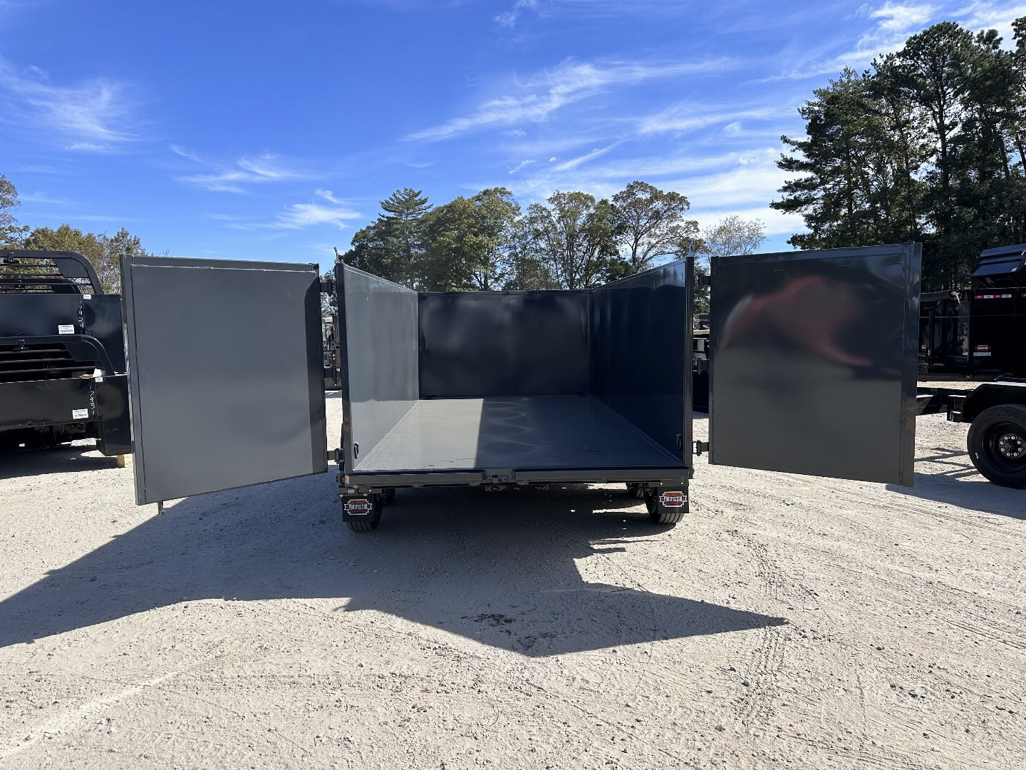 New 2025 Covered Wagon Trailer / Prospector Series 7X14X4X14-T Dump Trailer / 7' Wide x 14' Long / 4' High Sides / Ramps / Tarp / Barn Door Tail Gates / Telescopic Hoist / 14 ply tires / Spare Tire and Wheel