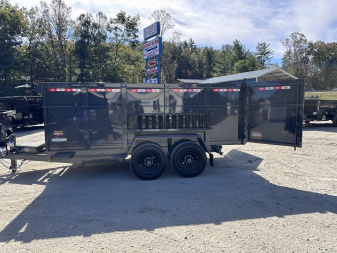 New 2025 Covered Wagon Trailer / Prospector Series 7X14X4X14-T Dump Trailer / 7' Wide x 14' Long / 4' High Sides / Ramps / Tarp / Barn Door Tail Gates / Telescopic Hoist / 14 ply tires / Spare Tire and Wheel