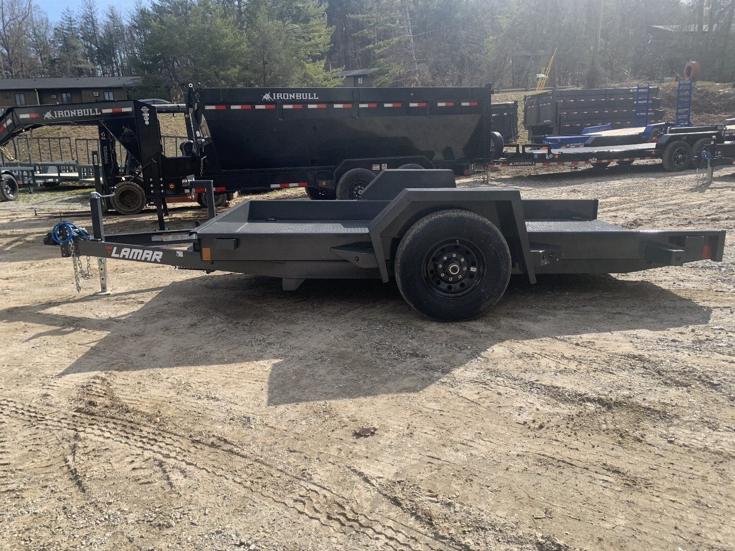 New 2025 LAMAR SCISSOR LIFT HAULER TRAILER / SH791217 / 79" X 12' / 1-7,000# ELECTRIC BRAKE AXLE / TORSION SUSPENSION 22.5 DEGREE UP / 3/16" DIAMOND PLATE STEEL FLOOR /10 DEGREE LOAD ANGLE