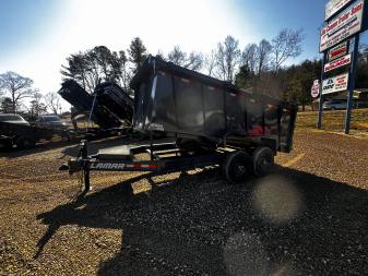 New 2025 Lamar Trailers DL831427-4' Side Dump Trailer / 7x14 / 4' High Side / 2-7 K Axles / Combo Rear Gate / Ramps / Tarp / Scissor Hoist