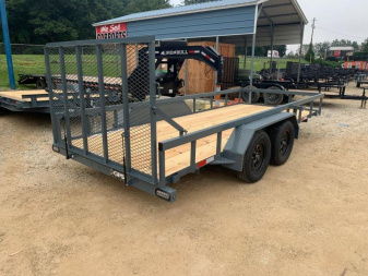 New 2025 GPS TRAILERS Utility Trailer/ GTT Series / 82" Wide x 14' Long / 2-3500# Electric Brake Axles / 4' Mesh Gate