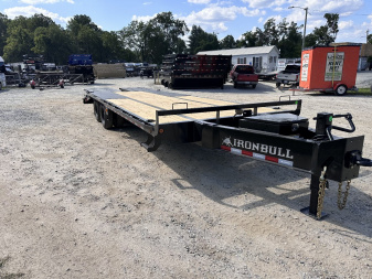 New 2025 Iron Bull FLP Series 102"x25' / 2-10,000# Electric Brake Axles / 16" Dual Wheels / 5' Rampage Ramps / Deckover Trailer