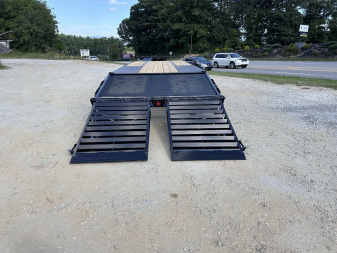 New 2025 Iron Bull FLP Series 102"x25' / 2-10,000# Electric Brake Axles / 16" Dual Wheels / 5' Rampage Ramps / Deckover Trailer