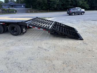 New 2025 Iron Bull FLP Series 102"x25' / 2-10,000# Electric Brake Axles / 16" Dual Wheels / 5' Rampage Ramps / Deckover Trailer