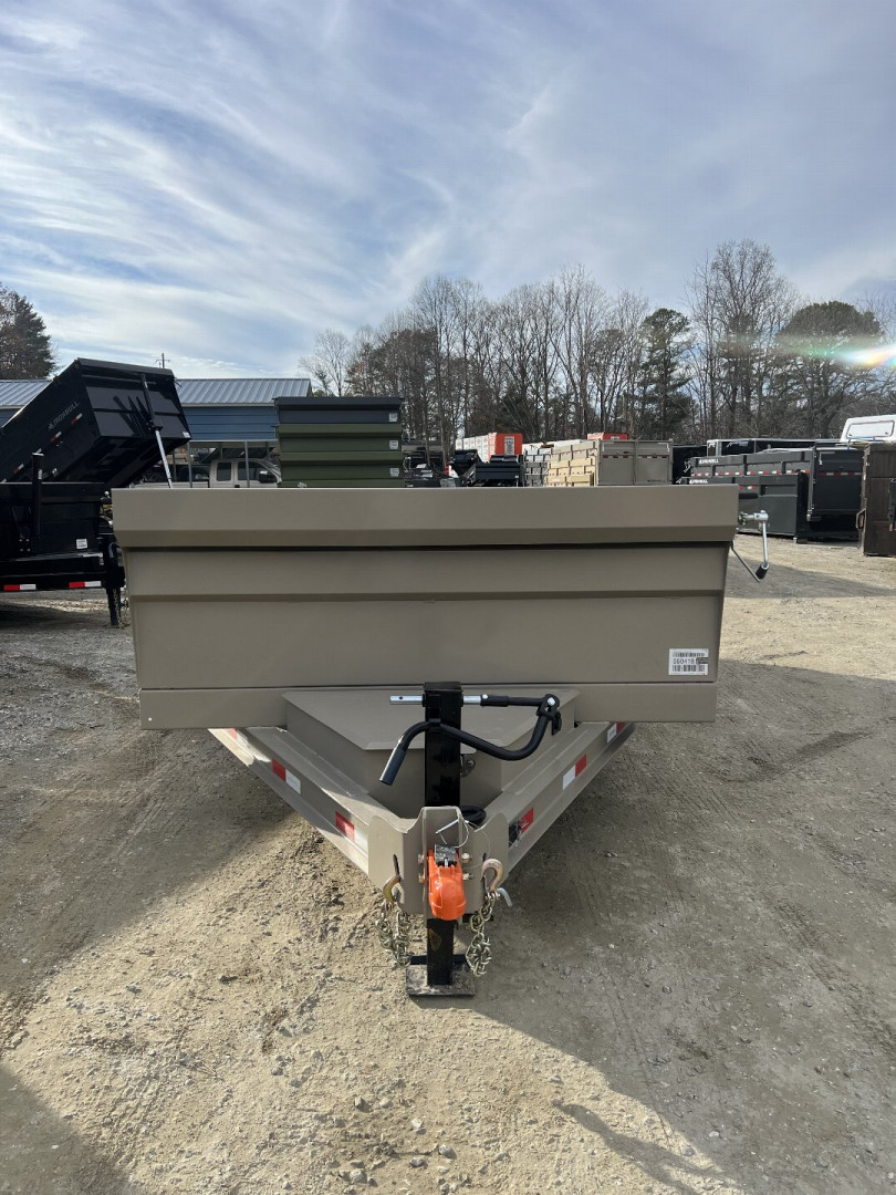 New 2025 Iron Bull Dump Trailer / DTB Series / 83" Wide x 16' Long / Scissor Hoist / Ramp / Tarp / 24" High Sides / TAN IN COLOR