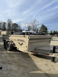 New 2025 Iron Bull Dump Trailer / DTB Series / 83" Wide x 16' Long / Scissor Hoist / Ramp / Tarp / 24" High Sides / TAN IN COLOR