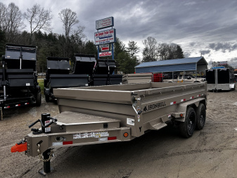 New 2025 Iron Bull Dump Trailer / DWB Series / 83" Wide x 14' Long / 2-7,000# Electric Brake Axles / Tarp / Ramps / Combo Rear Gate / Tan Powder Coat