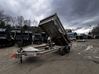 New 2025 Iron Bull Dump Trailer / DWB Series / 83" Wide x 14' Long / 2-7,000# Electric Brake Axles / Tarp / Ramps / Combo Rear Gate / Tan Powder Coat