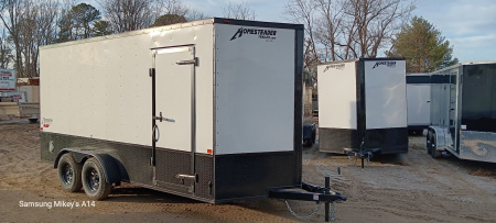 New 2025 Homesteader Trailers / 716IT Intrepid OHV / 7' Interior Height / .030 White Aluminum w/ Black Out Pkg / Ramp Rear Door / 32" Side Door / 4-Recessed Floor D-Rings / ATP 24" High on sides and ramp door
