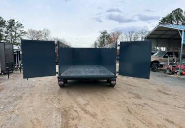 New 2025 COVERED WAGON TRAILERS / Prospector 7X16X4X16-T Dump Trailer / 7' Wide x 16' Long / 4' High Sides / 2-8000# Electric Brake Axles / Ramps / Tarp / Barn Door Tail Gates / Telescopic Hoist / 215 75 17.5 16 ply tires / Spare Tire and Wheel