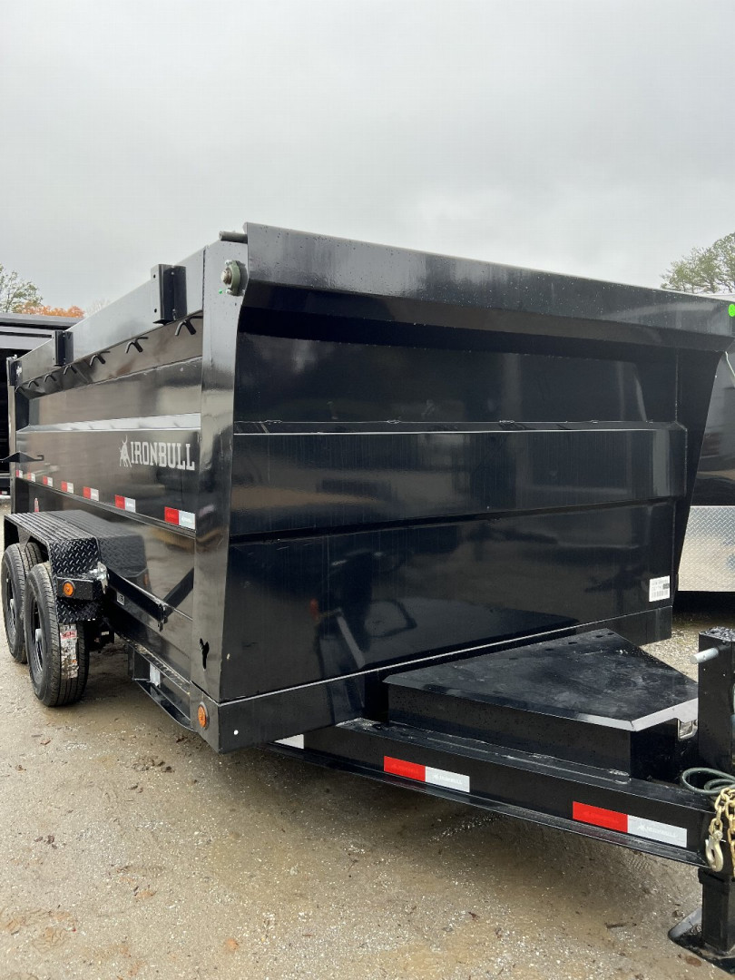 New 2025 Iron Bull Dump Trailer / DTB Series / 83" Wide x 14' Long / Scissor Hoist / Ramp / Tarp / 48" High Sides / 2- 7,000# Electric Brake Axles