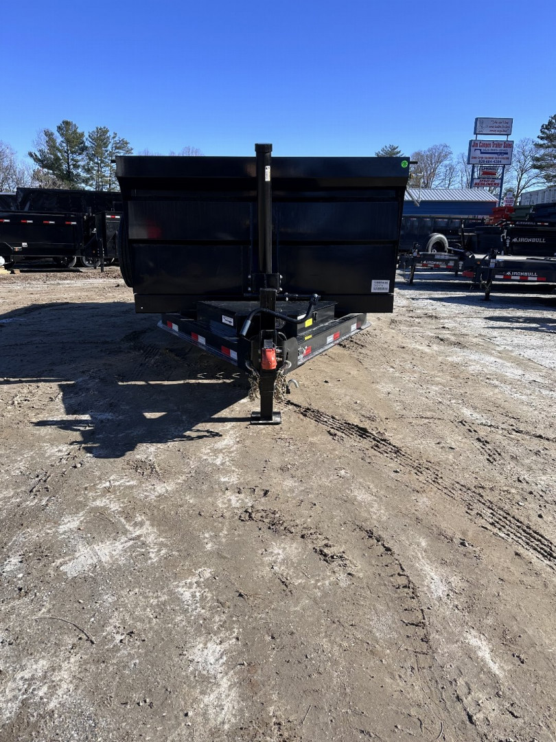New 2025 Iron Bull Dump Trailer / DTB Series / 83" Wide x 16' Long / Telescopic Hoist / Ramp / Tarp / 36" High Sides / 2- 8,000# Electric Brake Axles / 17.5" Tires & Wheels / Matching Spare Tire & Wheel