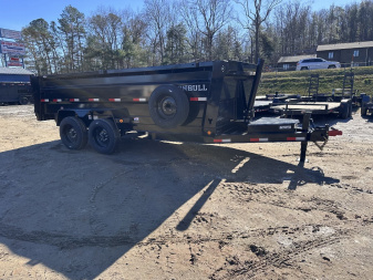 New 2025 Iron Bull Dump Trailer / DTB Series / 83" Wide x 16' Long / Telescopic Hoist / Ramp / Tarp / 36" High Sides / 2- 8,000# Electric Brake Axles / 17.5" Tires & Wheels / Matching Spare Tire & Wheel