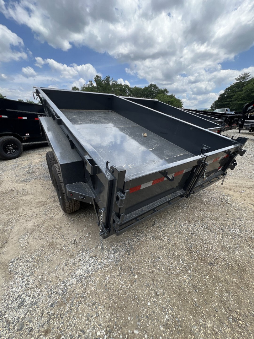 New 2025 Lamar Dump Trailer / DM771225 Series / 77" x 12' / Tarp / Ramps / 2-5200# Electric Brake Axles / 18" High Sides / Combo Rear Gate