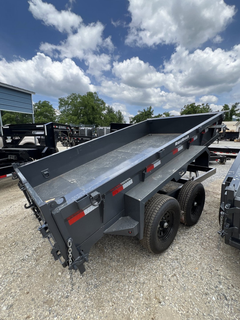 New 2025 Lamar Dump Trailer / DM771225 Series / 77" x 12' / Tarp / Ramps / 2-5200# Electric Brake Axles / 18" High Sides / Combo Rear Gate