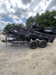 New 2025 Lamar Dump Trailer / DM771225 Series / 77" x 12' / Tarp / Ramps / 2-5200# Electric Brake Axles / 18" High Sides / Combo Rear Gate
