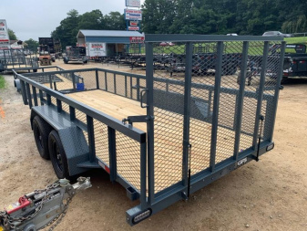 New 2025 GPS TRAILERS Utility Trailer / GTT Series / 82" Wide x 16' Long / 2-3500# Electric Brake Axles / 4' Mesh Gate / 24" High Mesh Sides