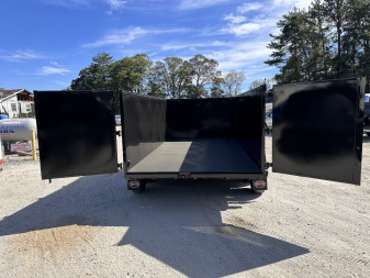 New 2025 Prospector 7X14X4X14-T Dump Trailer / 7' Wide x 14' Long / 4' High Sides / Ramps / Tarp / Barn Door Tail Gates / Telescopic Hoist / 14 ply tires / Spare Tire and Wheel