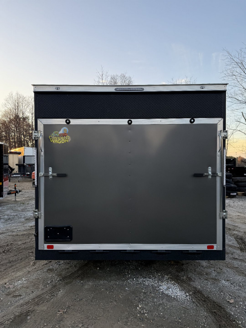 New 2025 Covered Wagon Trailers 8.5X16 TA3 Gold Series / Steel Floor Pkg Cargo / Enclosed Trailer / 7' Interior Height / 48" Side door with pull out step / 5200# Electric Brake Axles / Steel Floor with 12" Steel Kick plate / .080 Charcoal Poly Core Siding