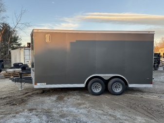 New 2025 Covered Wagon Trailers 8.5X16 TA3 Gold Series / Steel Floor Pkg Cargo / Enclosed Trailer / 7' Interior Height / 48" Side door with pull out step / 5200# Electric Brake Axles / Steel Floor with 12" Steel Kick plate / .080 Charcoal Poly Core Siding
