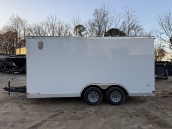 New 2025 Covered Wagon Trailers 8.5X16 TA3 Gold Series / Steel Floor Pkg Cargo / Enclosed Trailer / 7' Interior Height / 48" Side door with pull out step / 5200# Electric Brake Axles / Steel Floor with 12" Steel Kick plate / .080 White Poly Core Siding