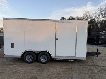 New 2025 Covered Wagon Trailers 8.5X16 TA3 Gold Series / Steel Floor Pkg Cargo / Enclosed Trailer / 7' Interior Height / 48" Side door with pull out step / 5200# Electric Brake Axles / Steel Floor with 12" Steel Kick plate / .080 White Poly Core Siding