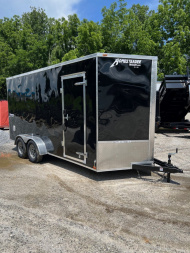 New 2025 HOMESTEADER CARGO TRAILER / INTREPID SERIES / 7'X16' / 7' INTERIOR HEIGHT / 32" SIDE DOOR W/ RV LOCK / RAMPS REAR DOOR / .030 BLACK ALUMINUM