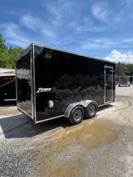 New 2025 HOMESTEADER CARGO TRAILER / INTREPID SERIES / 7'X16' / 7' INTERIOR HEIGHT / 32" SIDE DOOR W/ RV LOCK / RAMPS REAR DOOR / .030 BLACK ALUMINUM