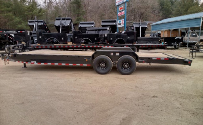 New 2023 IRON BULL ETB Series / 83" Wide x 24' Long / 2-7,000# Electric Brake Axles / Slide In Ramps / Wood Floor