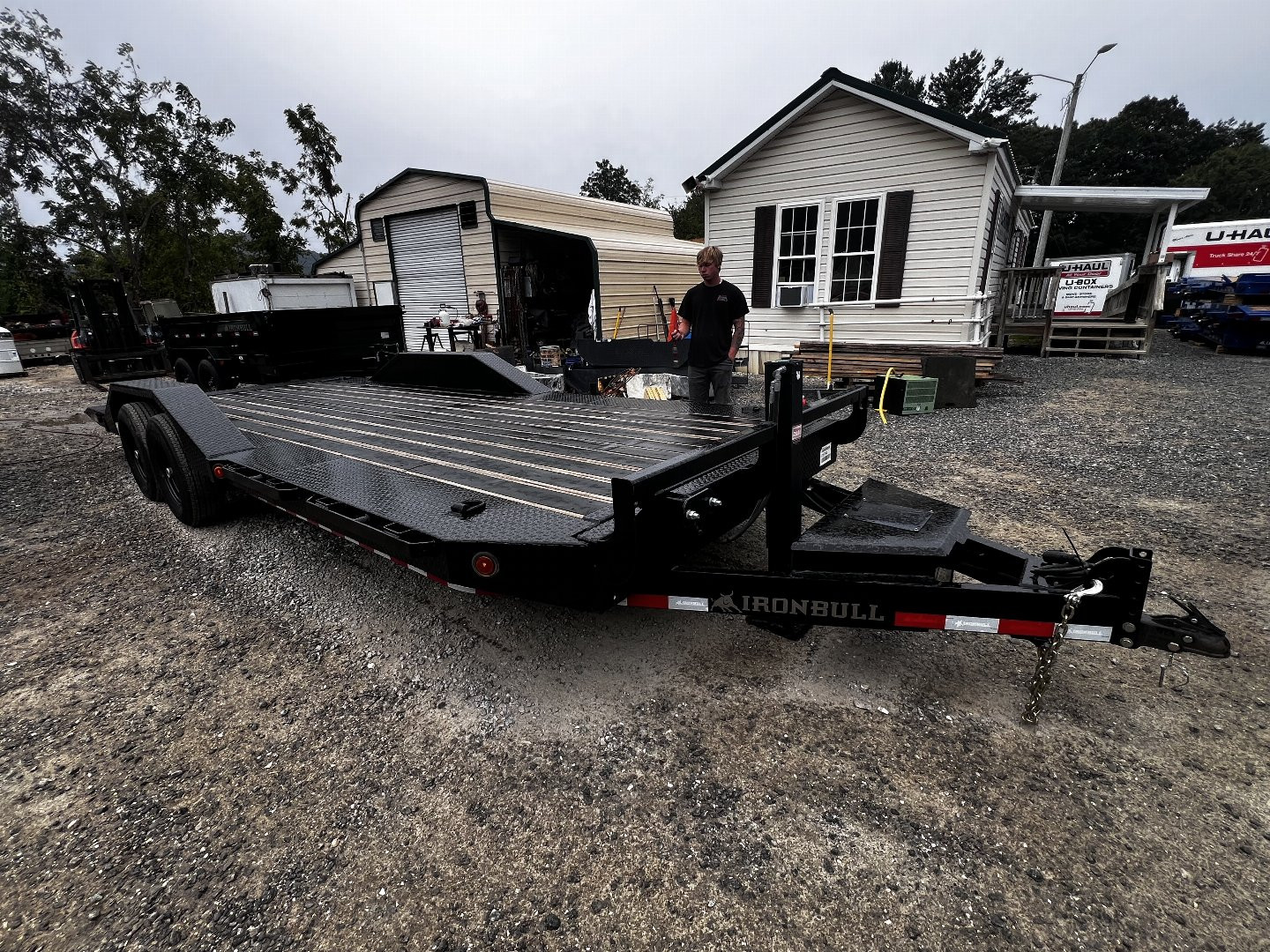 New 2023 Iron Bull Tilt Trailer /TLB Series / 2-7,000# Electric Brake Axles / Full Tilt Deck / Hyd Power Force Tilt / Hyd Jack / Black Wood Floor / Solar Panel
