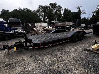 New 2023 Iron Bull Tilt Trailer /TLB Series / 2-7,000# Electric Brake Axles / Full Tilt Deck / Hyd Power Force Tilt / Hyd Jack / Black Wood Floor / Solar Panel