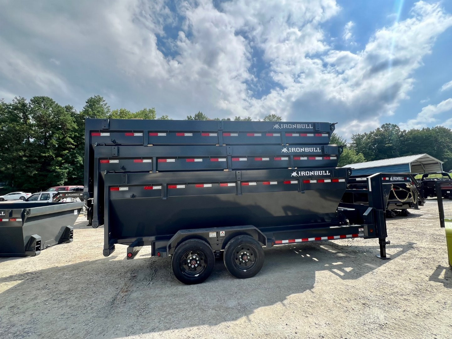 New 2025 IRON BULL / ROLL-OFF DUMP TRAILER / 2-8,000# AXLES / 20 K WARRIOR WINCH / WITH 3-16' DUMP BINS