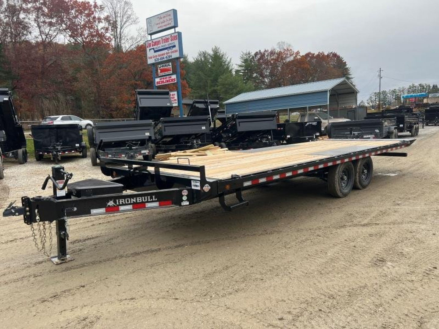 New 2024 IRON BULL Power Tilt Trailer / 102" Wide x 24' Long / 2-7,000# Electric Brake Axles / Winch Plate / Scissor Hoist