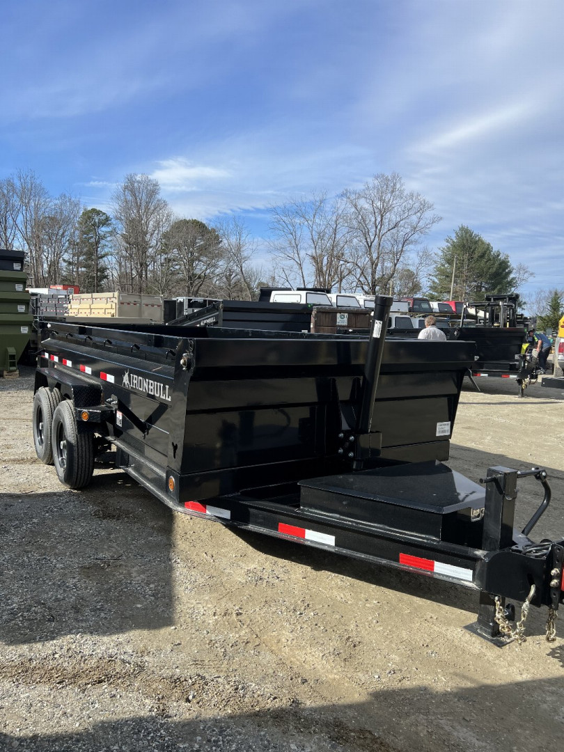 New 2024 Iron Bull Dump Trailer / DTB Series / 83" Wide x 14' Long / Telescopic Hoist / Ramp / Tarp / 24" High Sides