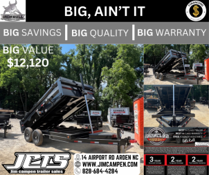 New 2024 Iron Bull Dump Trailer / DTB Series / 83" Wide x 14' Long / Telescopic Hoist / Ramp / Tarp / 24" High Sides