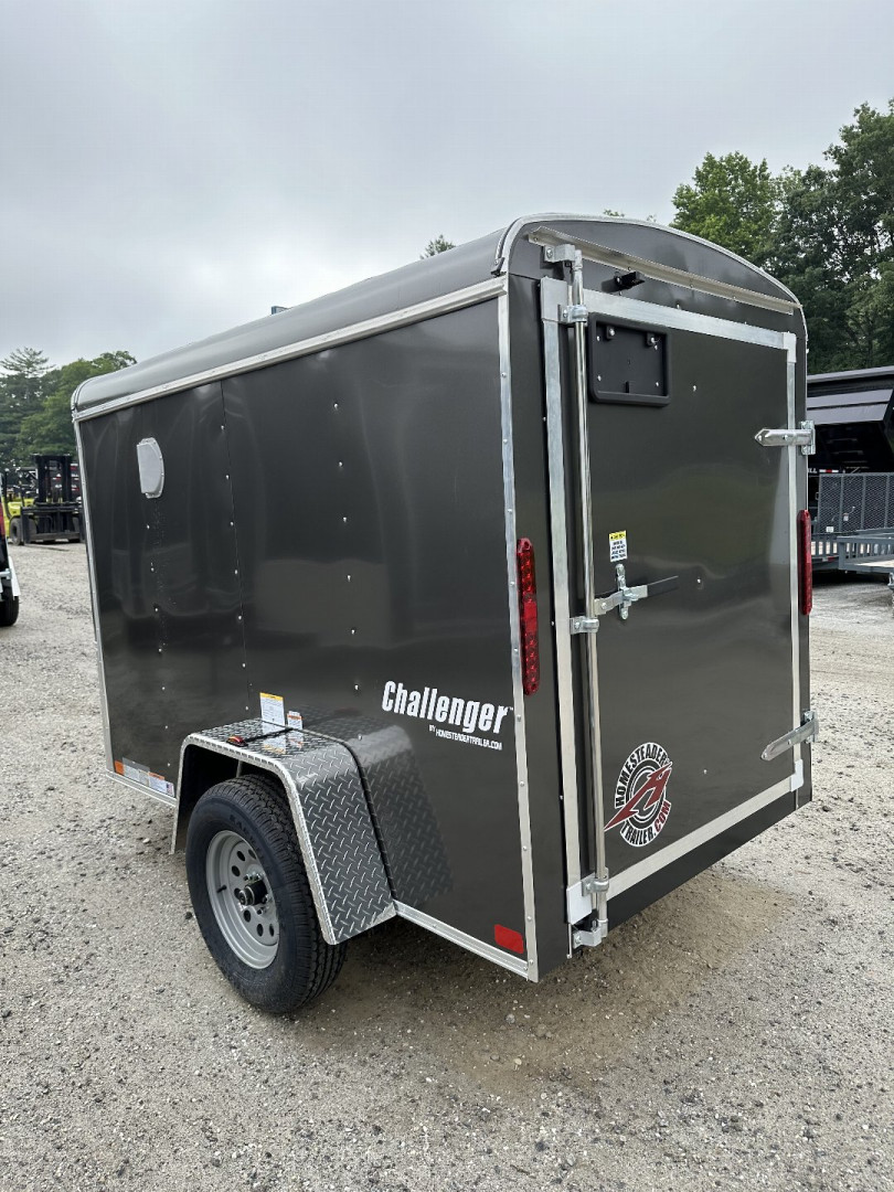 New 2025 Homesteader Trailer / Challenger Series / 5x8 / 5'7" Interior Height / Single Swing Rear Door / 32" Side Door / 24" Stoneguard / .030 Charcoal Gray Aluminum