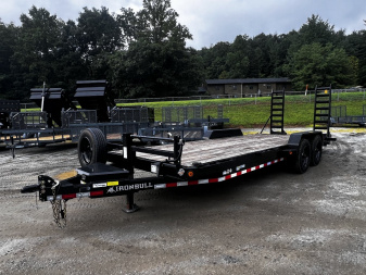 New 2022 IRON BULL Equipment Trailer / 83" x 22' ( 20' Flat 2' Dovetail ) / 2-8,000 # Electric Brake Axles / Flip Up Ramps