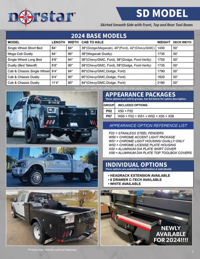 New 2024 NORSTAR SD TRUCK BED 84" Wide x 84"Long x 42" C/A (Chevy /GM Short Bed)