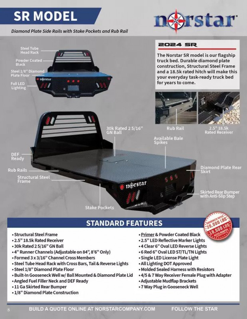 New 2025 Norstar SR Series Truck Bed Truck Bed 8'6" x 97 Bed for a Dually Pickup