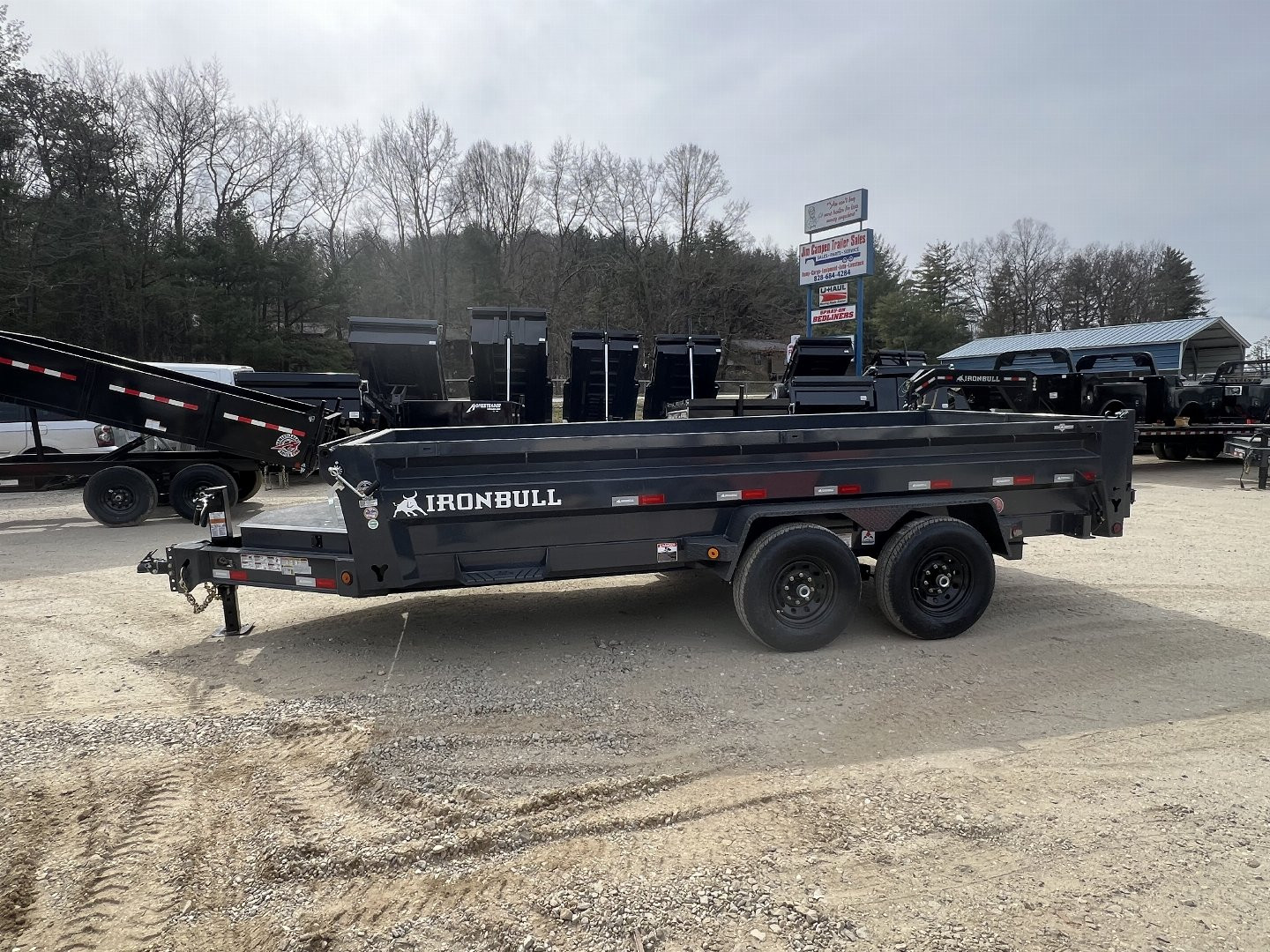 New 2024 Iron Bull Dump Trailer / DWB Series / 83" Wide x 14' Long / 2-7,000# Electric Brake Axles / Tarp / Ramps / Combo Rear Gate / Gray Powder Coat