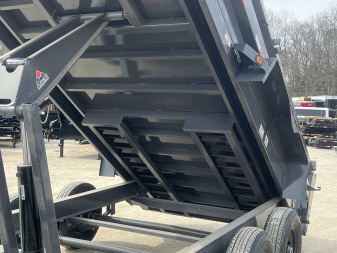 New 2024 Iron Bull Dump Trailer / DWB Series / 83" Wide x 14' Long / 2-7,000# Electric Brake Axles / Tarp / Ramps / Combo Rear Gate / Gray Powder Coat