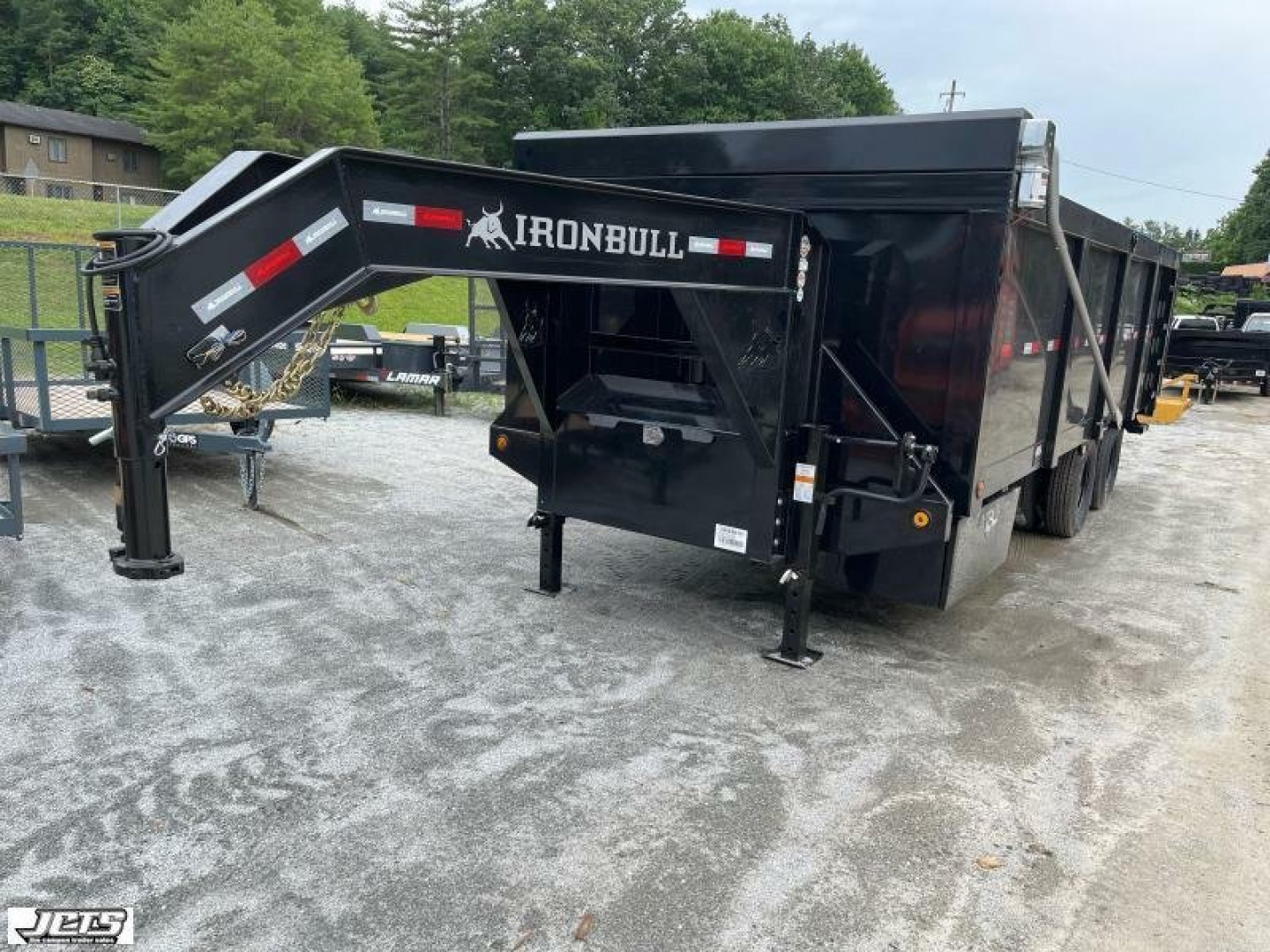 New 2023 Iron Bull DMG Series / 102" Wide x 20' Long / 4' High Sides / Barn Door Gates / 2-10,000# Axles / Black In color / Telescopic Hoist / Side Arm Tarp System