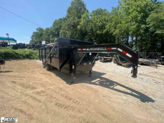 New 2023 Iron Bull DMG Series / 102" Wide x 20' Long / 4' High Sides / Barn Door Gates / 2-10,000# Axles / Black In color / Telescopic Hoist / Side Arm Tarp System